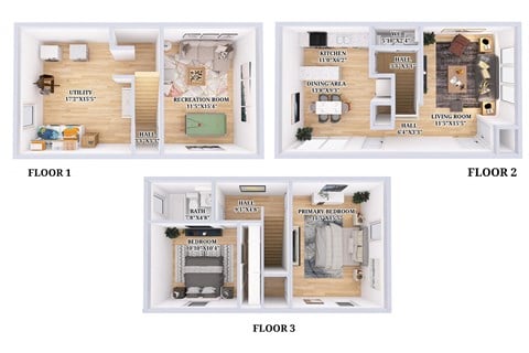 Floor plan for 2 beds, 1 bath, 990 sqft